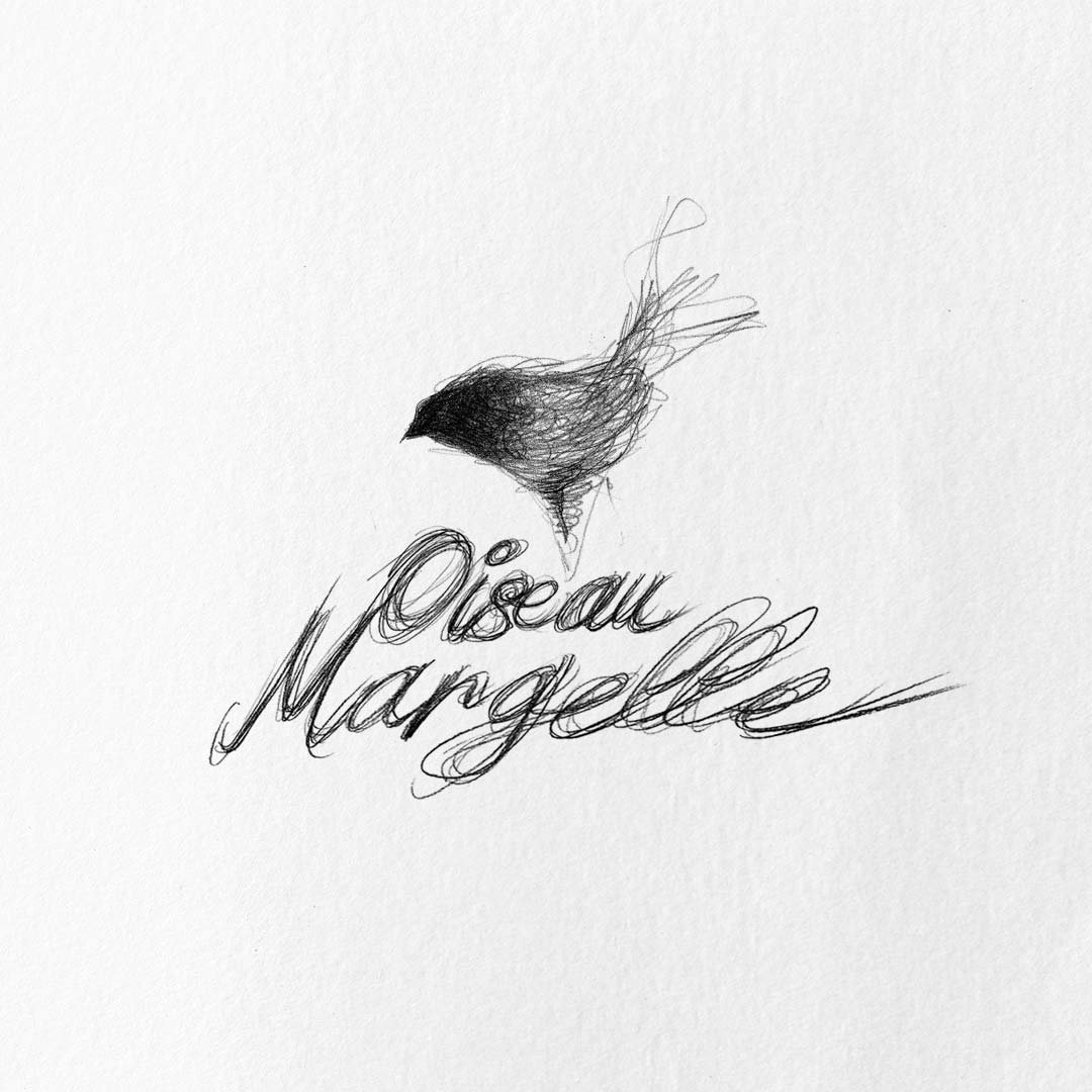 Dessin au crayon : l'oiseau perché au bord du puits