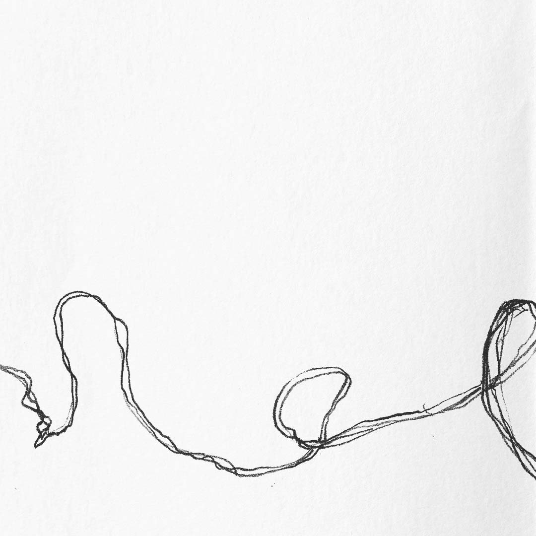 Dessin au crayon : nuages et vent